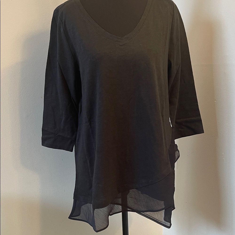 Soft Surroundings Black Sheer Hem Tunic